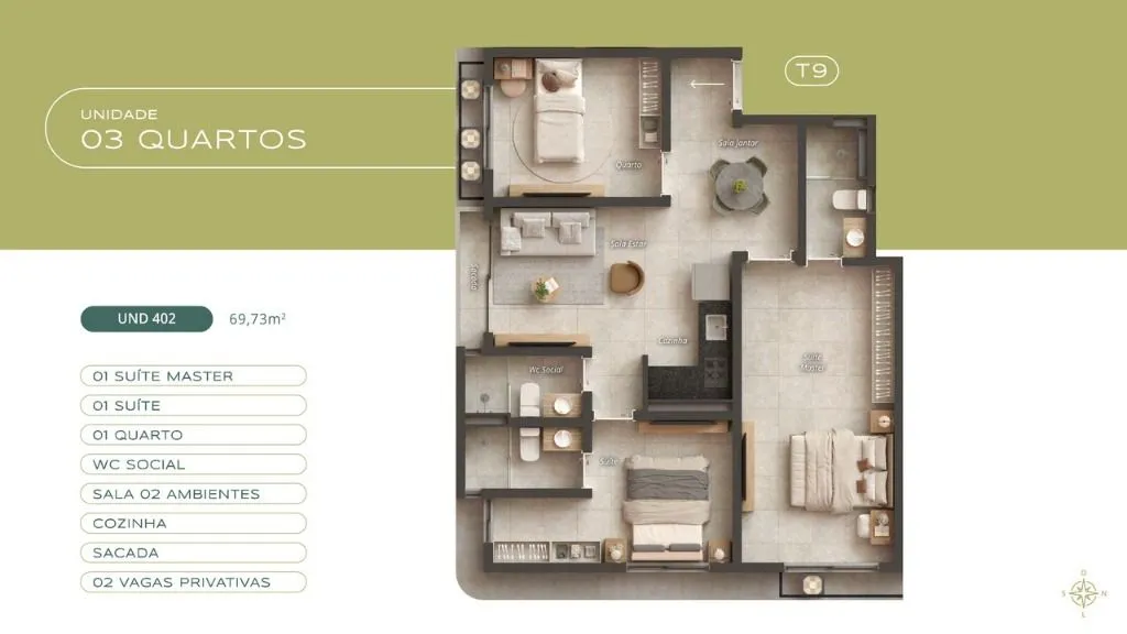 Imagem Flat com 1 dormitório à venda, 25 m² por R$ 248.999,00 - Recanto do Poço - Cabedelo/PB
