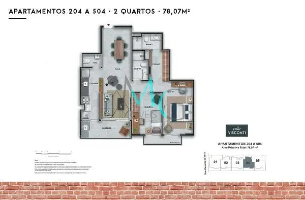Imagem Apartamento à venda 2 Quartos 1 Suite 1 Vaga 78.07M² Botafogo Rio de Janeiro - RJ | Villa Visconti