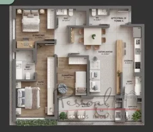 Imagem Empreendimento exclusivo dividido em duas torres, conta com apartamentos de: 2 dormitórios, 3 dormi...