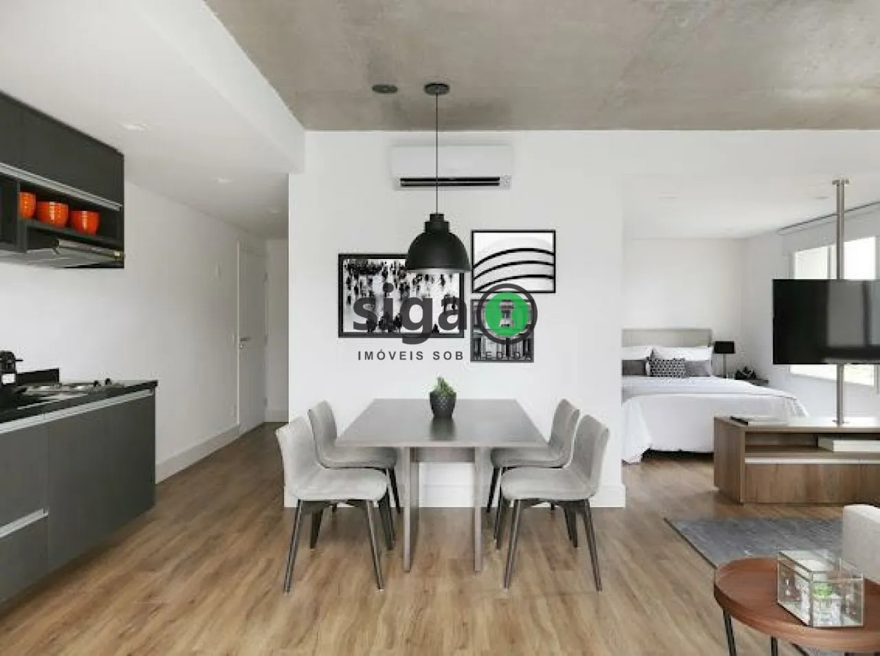 Imagem Studio com 64m², no Brooklin, com 1 quarto, 2 banheiros e 1 vaga, Mobiliado para Locação