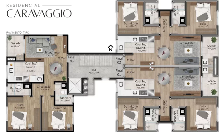 Imagem Apartamento 2 quartos sendo 1 suíte para venda no bairro Santa Catarina em Caxias do Sul