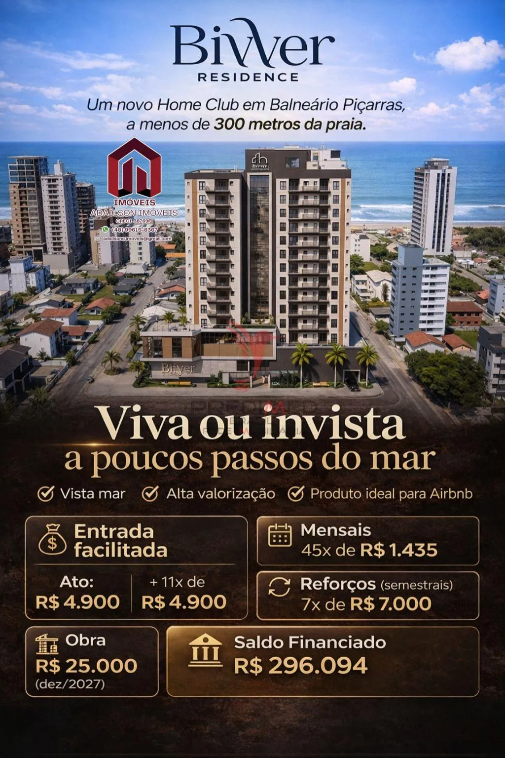 Imagem Apartamentos 1 Quarto , 33m2 e 2 Dorm 58m2 no Bivver Residence Em Piçarras SC BRASIL