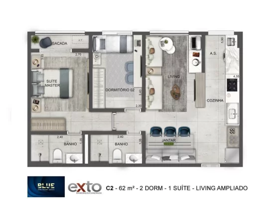 Imagem BLUE HOME RESORT JOCKEY - EXTO - Aptos de 62m², a 1 km da Estação Vila Sônia do Metrô!