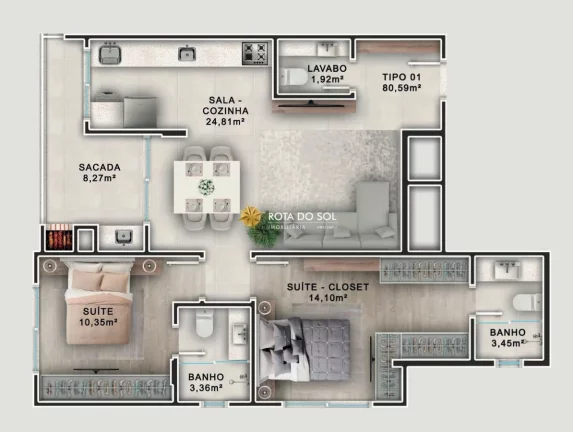 Imagem Costa Azul Residence Apartamento novo 2 suítes à venda Praia Bombinhas SC