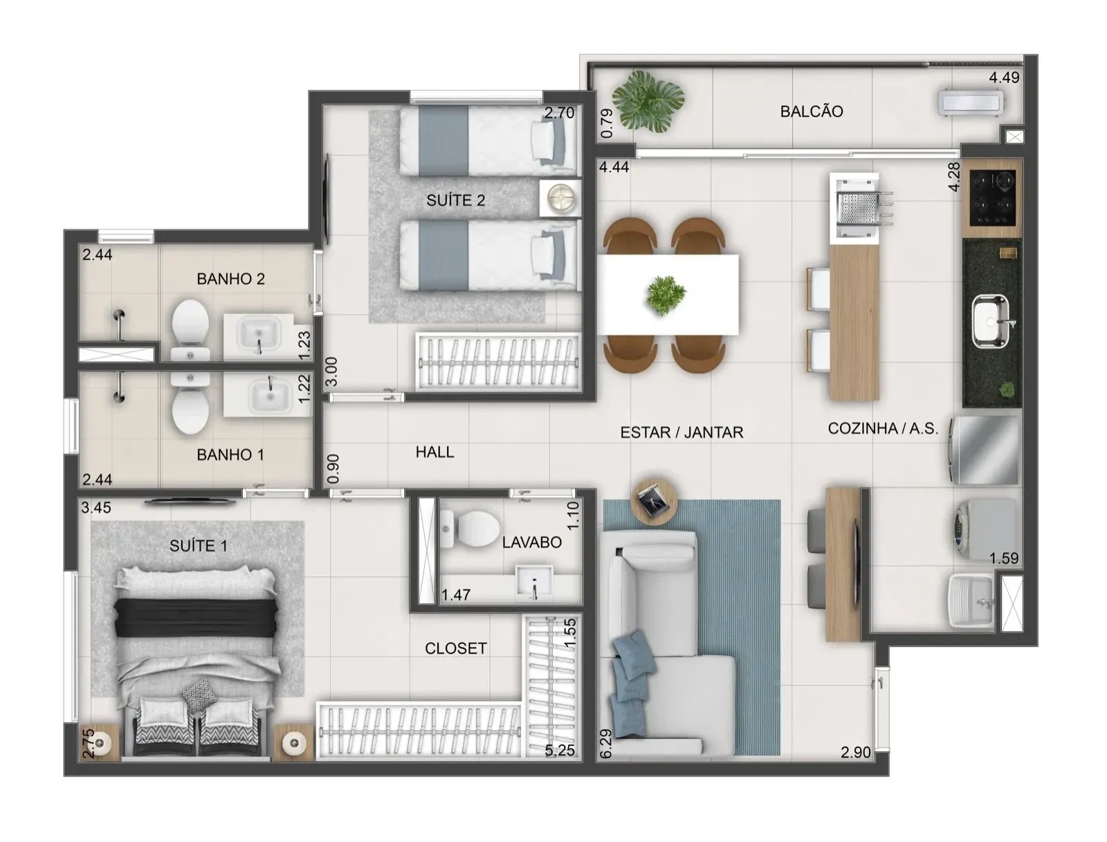 Imagem Apartamento com 2 Quartos à Venda, 67 m² em Setor Pedro Ludovico - Goiânia