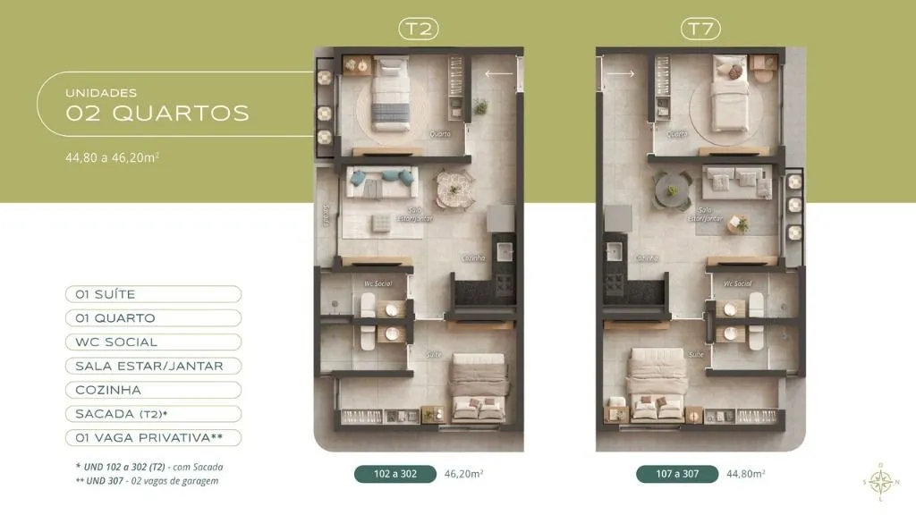 Imagem Apartamento com 2 dormitórios à venda, 44 m² por R$ 406.249,00 - Recanto do Poço - Cabedelo/PB