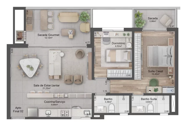 Imagem Apartamento 2 quartos sendo 1 suíte para venda no bairro Madureira em Caxias do Sul