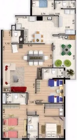 Imagem Apartamento à venda 3 Quartos, 3 Suites, 2 Vagas, 143M², Jardim Eulália, Taubaté - SP | Residencial Vila Portinari