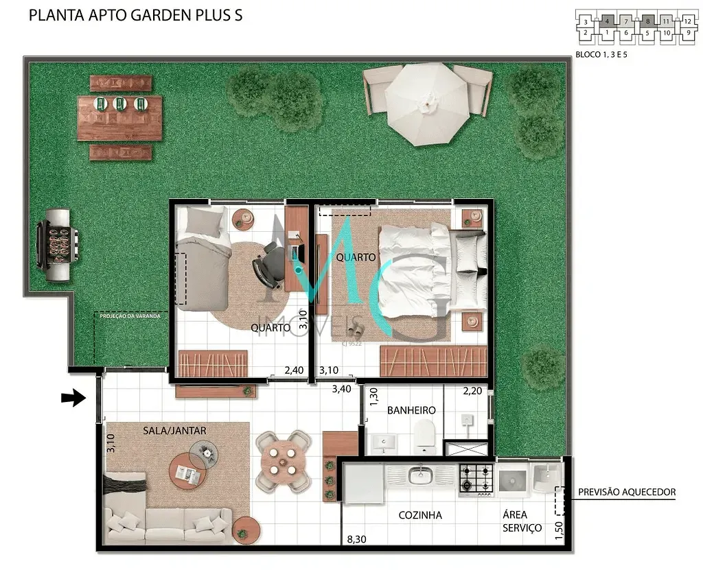 Imagem Garden à venda 2 Quartos 42.78M² Campo Grande Rio de Janeiro - RJ | Varandas Mendanha