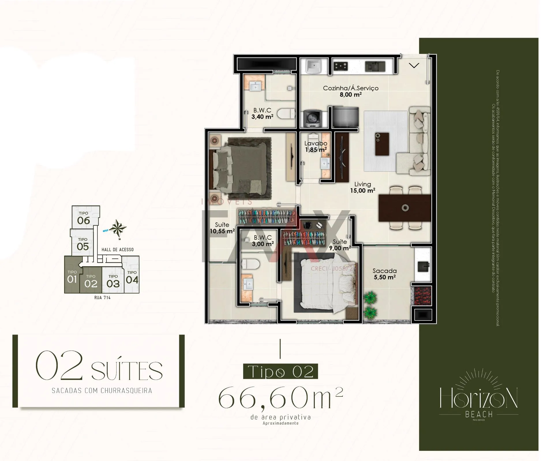 Imagem Apartamento com 2 suítes à venda,68.53 m², varzea, ITAPEMA - SC