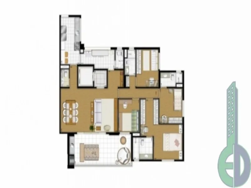 Imagem Apartamento de luxo à venda no Centro de São Bernardo do Campo-SP, 3 quartos, 3 suítes, 4 banheiros, 3 vagas na garagem, 155m². Condomínio DOMO HOME.
