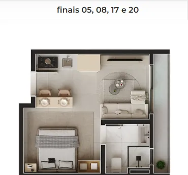 Imagem Loft para Venda em São José dos Pinhais, Centro, 1 dormitório, 1 suíte, 1 banheiro