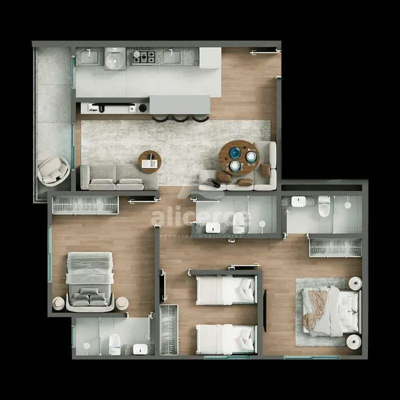 Imagem Apartamento à venda com 3 quartos 1 suíte, 85,37m² em Centro Biguaçu