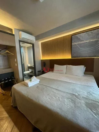 Imagem Studio para venda no centro semi mobiliado com 1 dormitório, 1 banheiro, 1 sacad