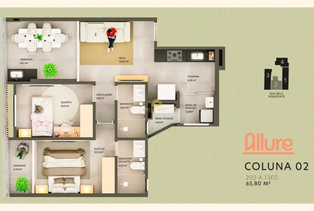 Imagem Descubra o encantador Allure Praia do Morro em Guarapari! Este apartamento de 58 m² possui 2 dormit...