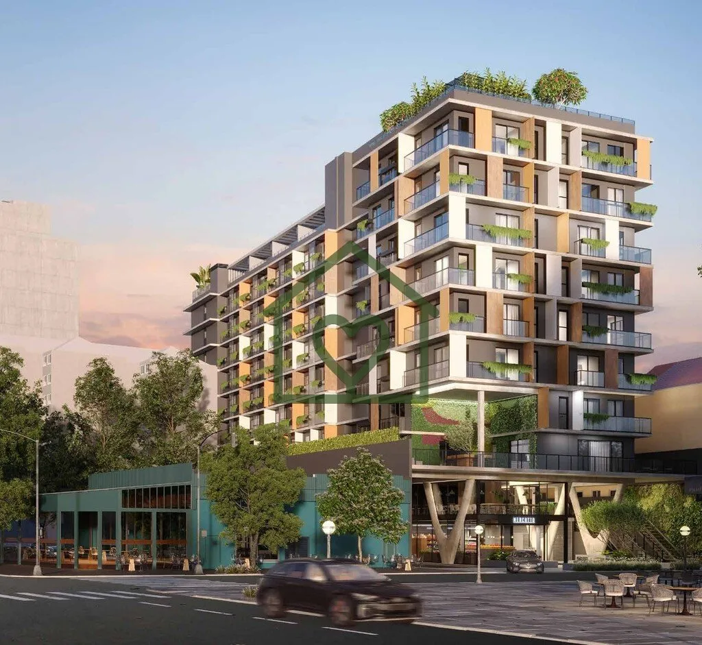 Imagem O Soul República une arquitetura, conveniência e gastronomia. Torre moderna com apartamentos studi...