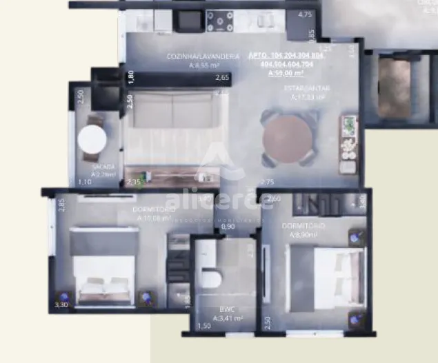 Imagem Apartamento à venda com 2 quartos , 59m² em Areias São José