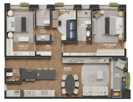 Imagem Apartamento 3 quartos sendo 3 suítes para venda no bairro São Leopoldo em Caxias do Sul