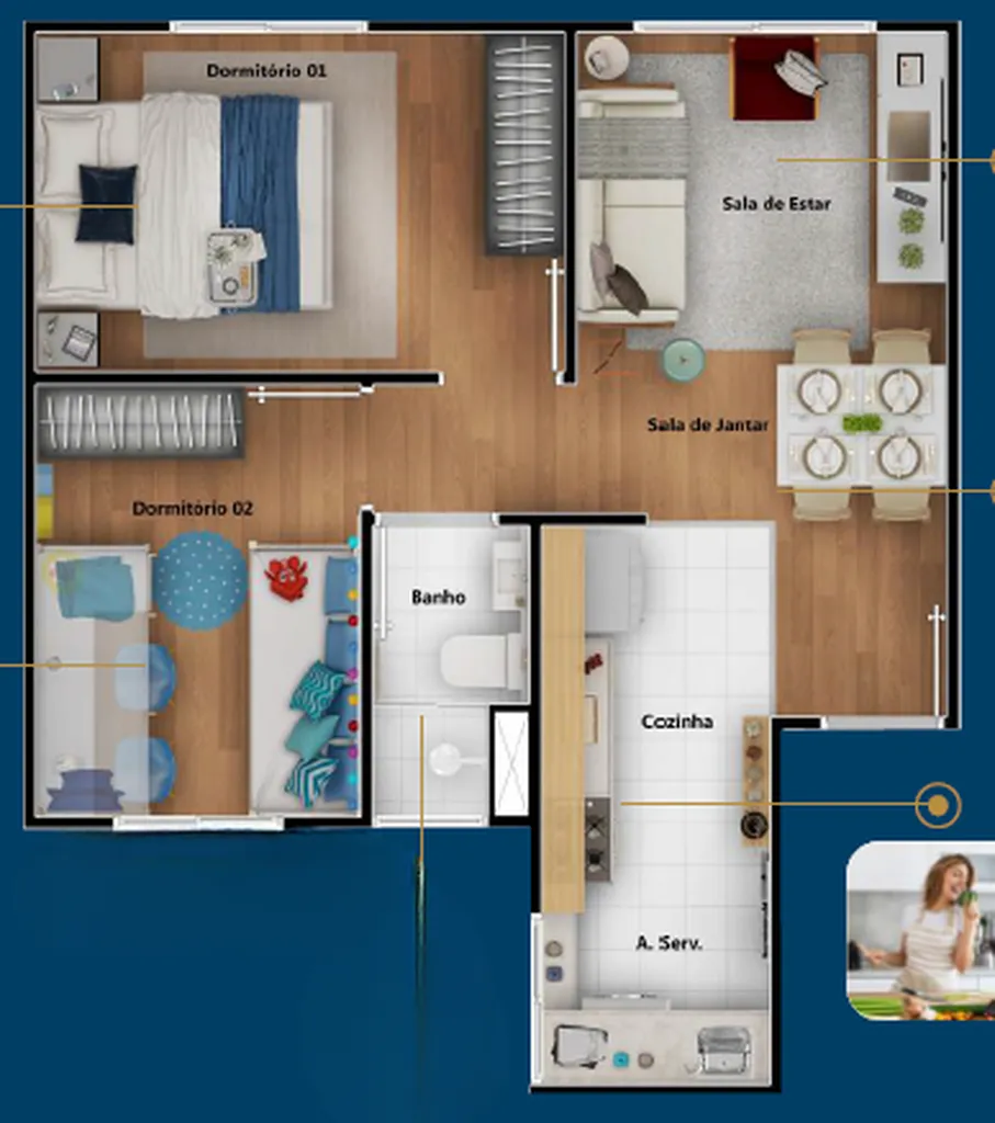 Imagem Apartamento à venda no bairro Residencial Porto Dourado - Goiânia/GO