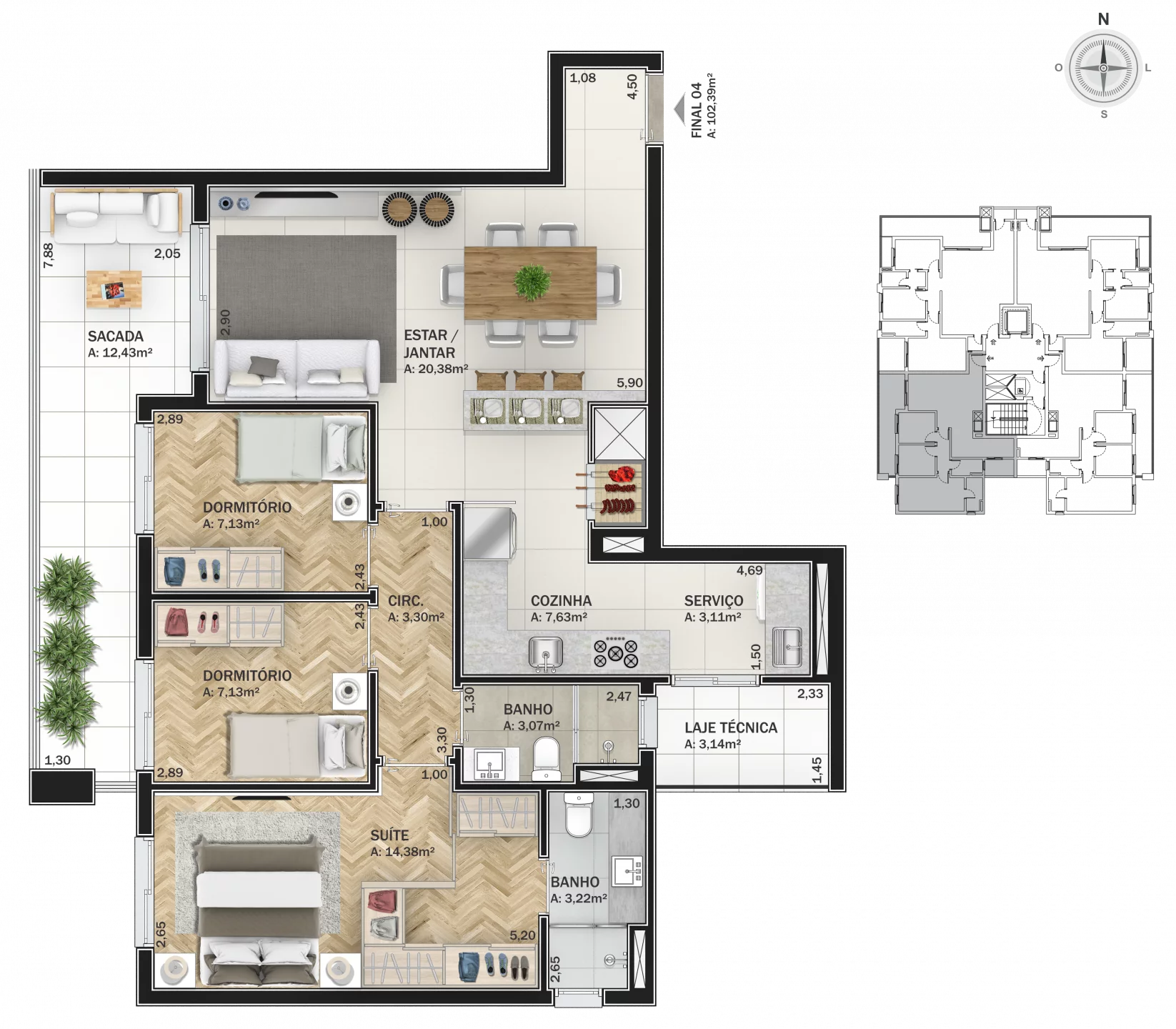 Imagem Apartamento 3 quartos sendo 1 suíte para venda no bairro Madureira em Caxias do Sul