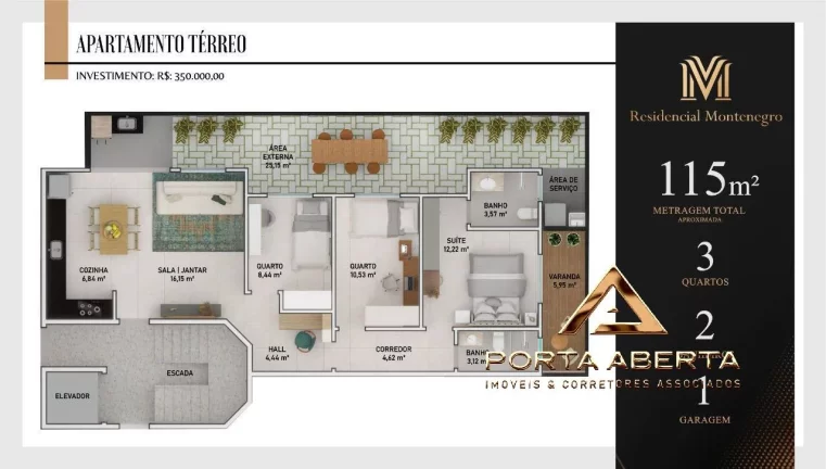 Imagem Apto Terreo - 3 quartos, sendo 1 suite - Veneza 1- COD 729