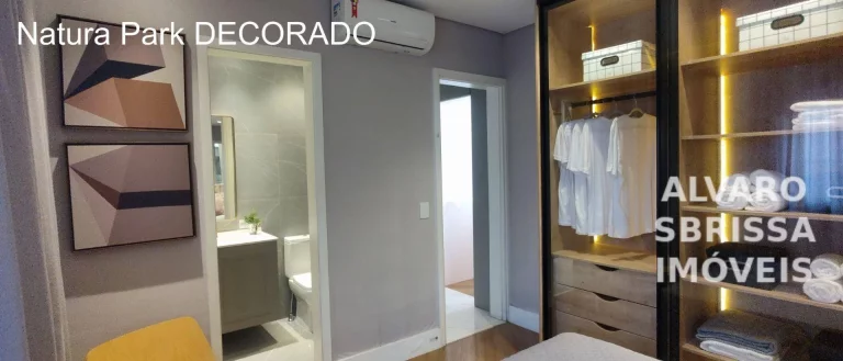 Imagem Apartamento com 3 dormitórios sendo uma suíte em condomínio park, cercado de vegetação, lagos, peixes, locais agradáveis para relaxar e área de lazer.