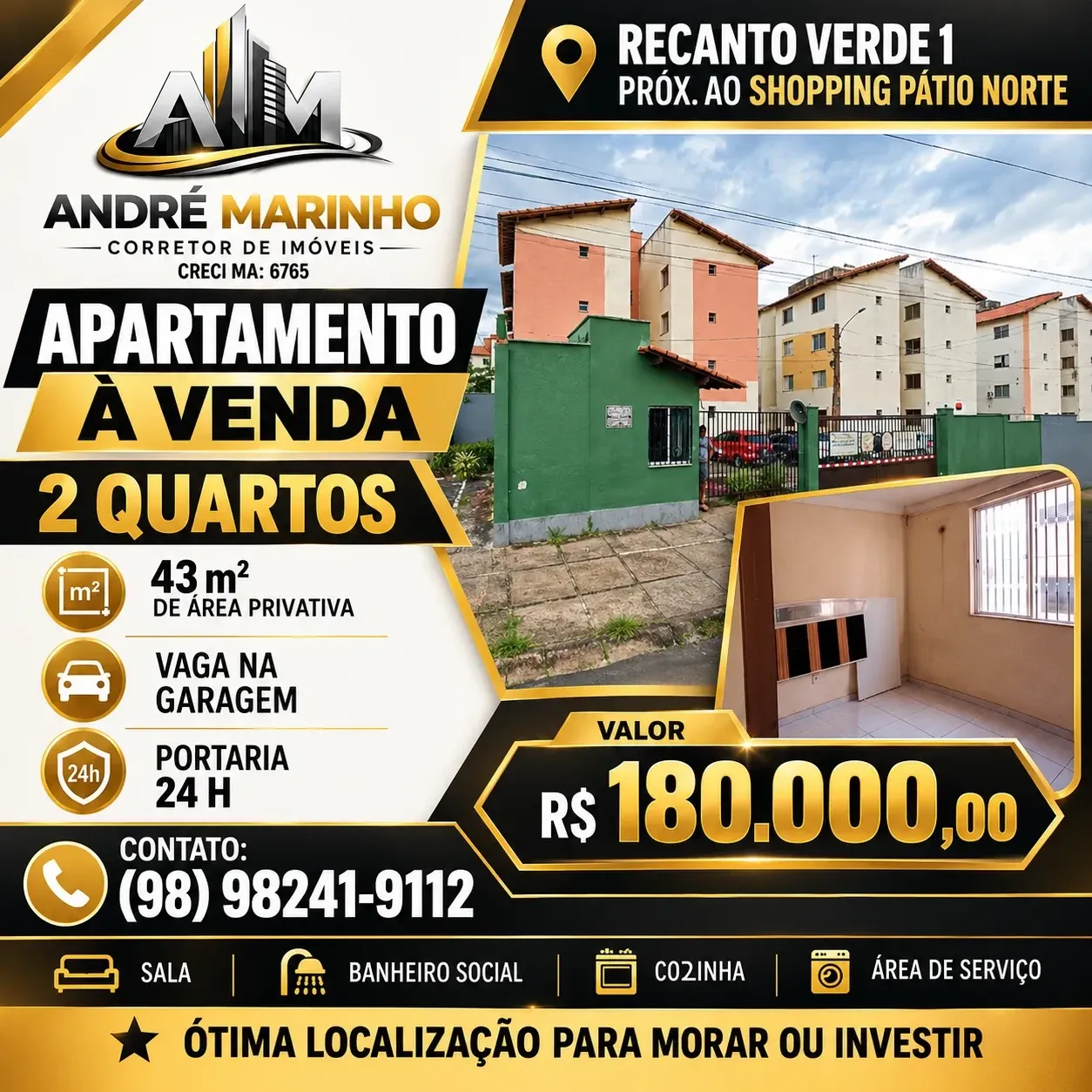 Foto do imóvel Apartamento com 2 Quartos à Venda, 43 m² em Maiobão, São José de Ribamar - MA