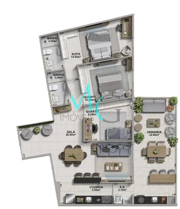 Imagem Apartamento à venda 3 Quartos 1 Suite 2 Vagas 132.31M² Recreio dos Bandeirantes Rio de Janeiro - RJ | Aveiro