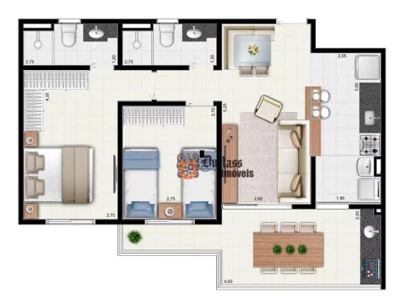 Imagem Apartamento com 2 dormitórios à venda, 73,83 m² a partir de R$ 724.641, - Astúrias- Guarujá/SP