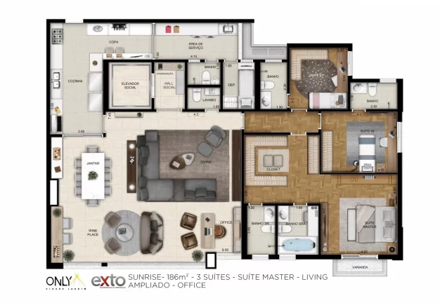 Imagem APARTAMENTO DE 186,11M², 3 SUÍTES, 2 VAGAS COM TERRAÇO GOURMET E DEPÓSITO - REAL PARQUE - SÃO PAULO / SP