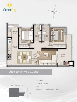 Imagem Cristal Park - Apartamento à venda no bairro Tabuleiro dos Oliveiras - Itapema/SC