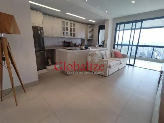 Imagem Apartamento mobiliado de 83 metros 1 dormitório 1 suíte, 2 vagas coberta demarcada com elevador na Aparecida Santos R$1.550.500,00