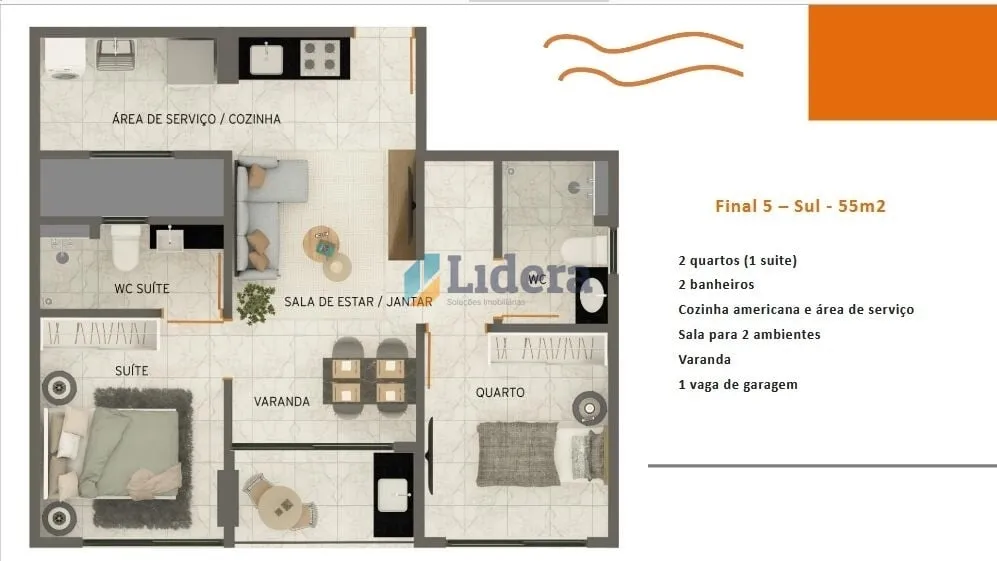 Imagem Apto - 2 Quartos - 1 Suítes - 53m² - Formosa, Cabedelo/PB
