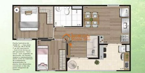 Foto do imóvel Apartamento com 2 dormitórios à venda, 43 m² por R$ 382.400,00 - Vila Antonieta - Guarulhos/SP