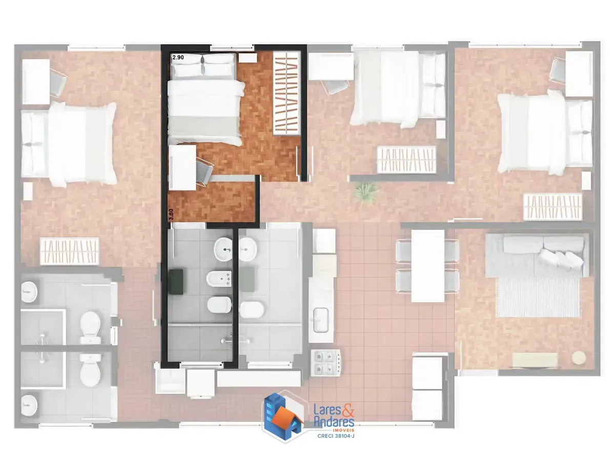 Imagem Apartamento para venda em Bela Vista com 4 quartos, sendo 2 suítes, 100m²