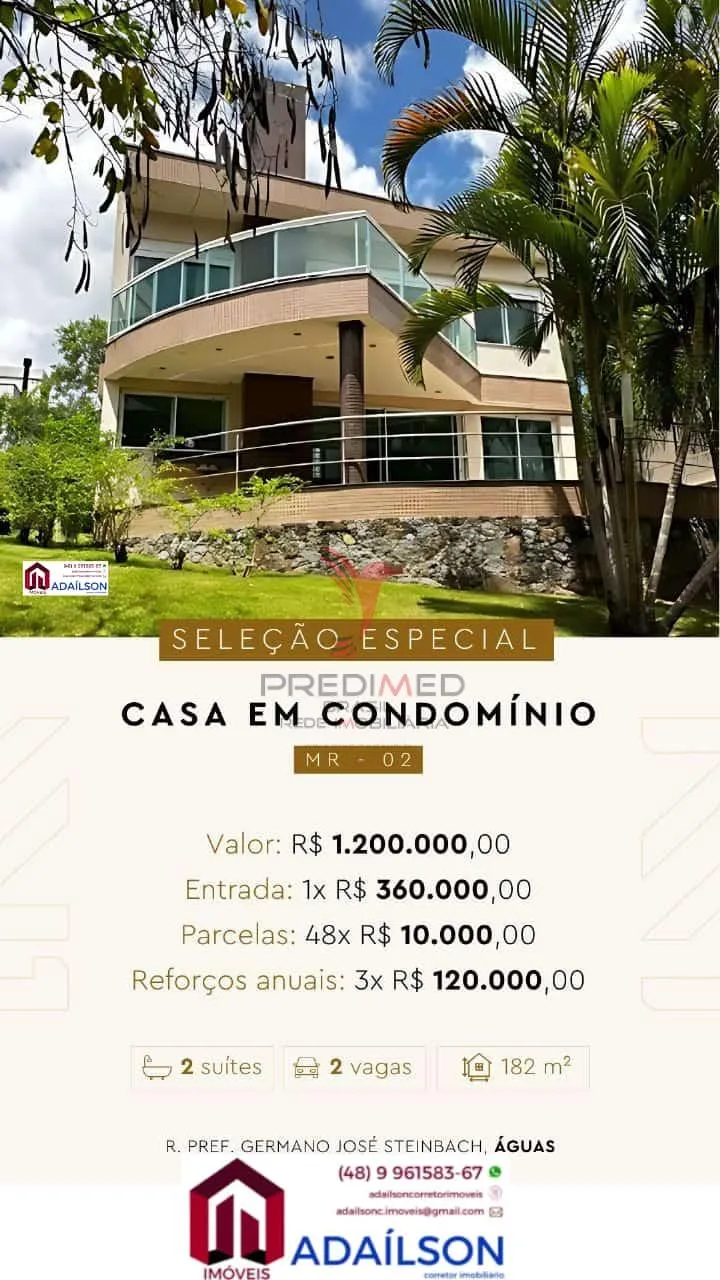 Casa a venda em Condomínio fechado Cidade Santo amaro SC BRL 1.350.000,00 em Águas Mornas - SC