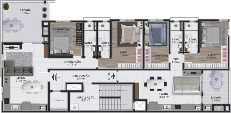 Imagem Apartamento 2 quartos sendo 1 suíte para venda no bairro Panazzolo em Caxias do Sul