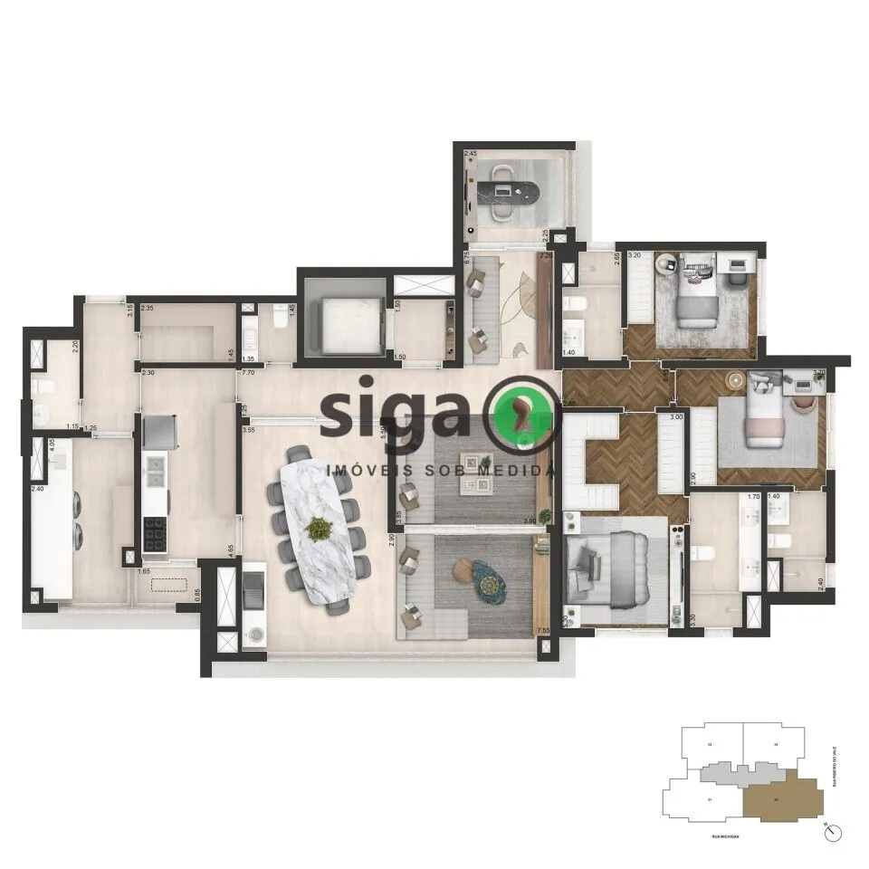 Imagem Apartamento de 178 m² - 3 suítes e 2 vagas Brooklin Senses by Cyrela