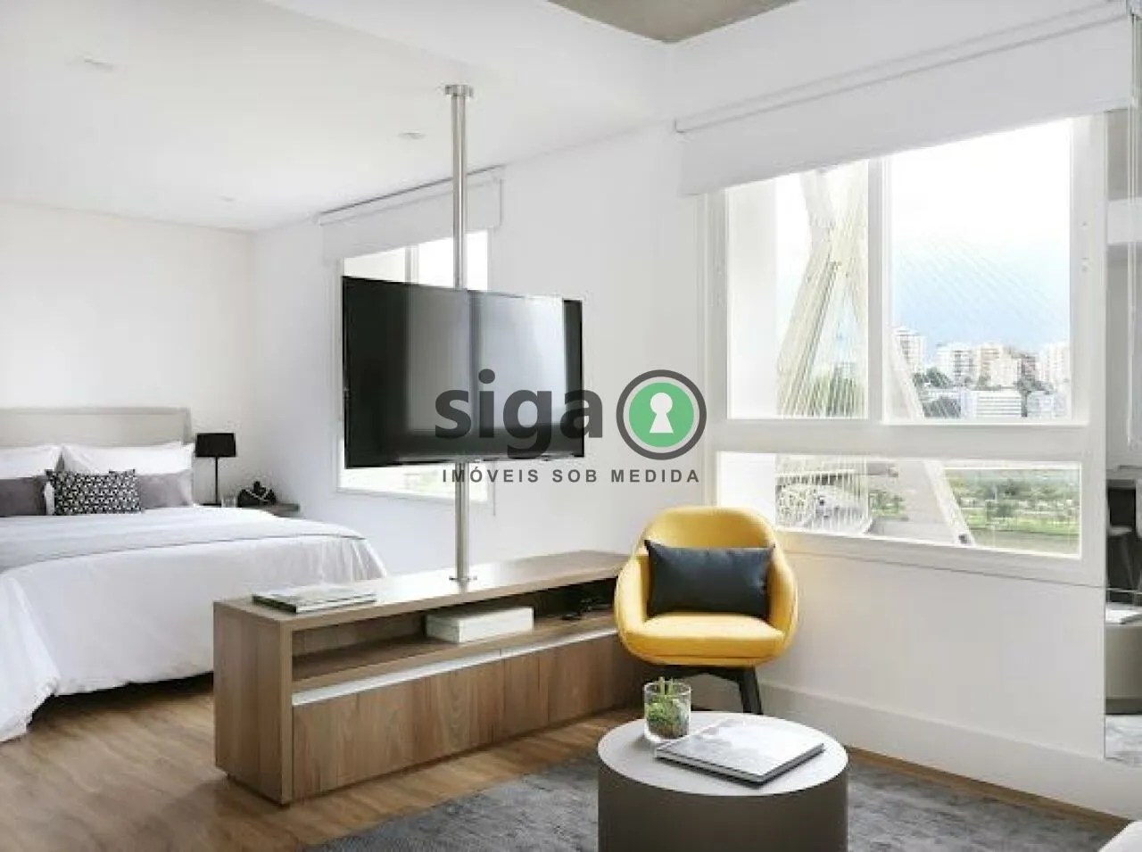 Imagem Studio com 64m², no Brooklin, com 1 quarto, 2 banheiros e 1 vaga, Mobiliado para Venda