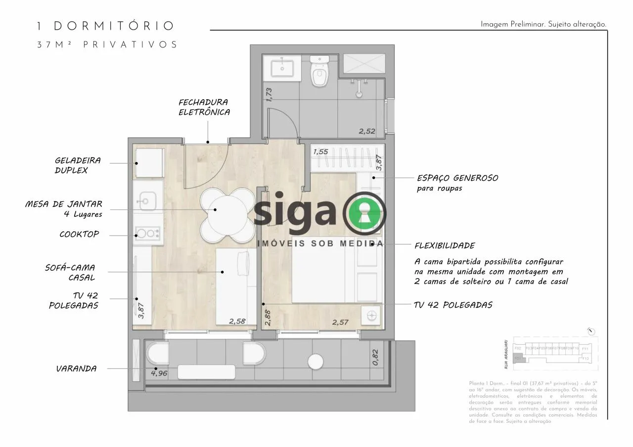 Imagem Apartamento Moema 37M² Mobiliado próximo a Faria Lima, Hospitais e faculdades