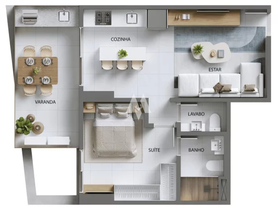 Imagem Apartamento 1 dormitório com lazer completo à venda Ponta da Praia Santos