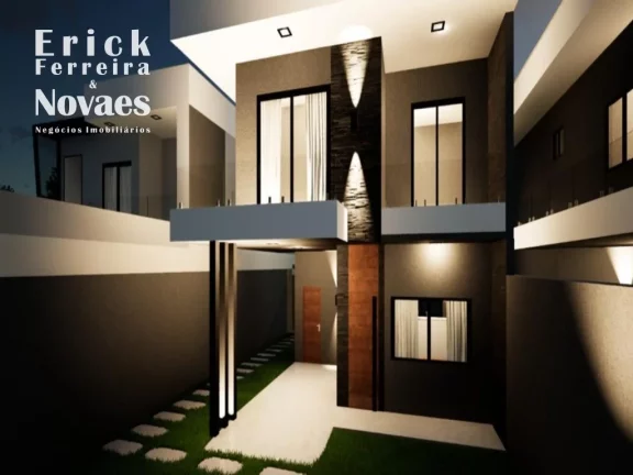 Imagem Excelente Casa Duplex em construção composta por 3 quartos sendo 1 suíte com closet, sala de estar e jantar, cozinha área gourmet com piscina