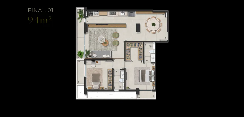 Imagem Apartamentos de 2 dormitórios e 1 suíte com 87 a 104m² privativos com lazer no térro e no roofto...