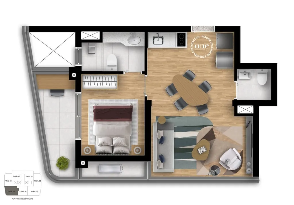 Imagem Conheça o The Choice. 01 dorm. que não tem comparação. Diferenciado, sofisticado e cosmopolita. ...