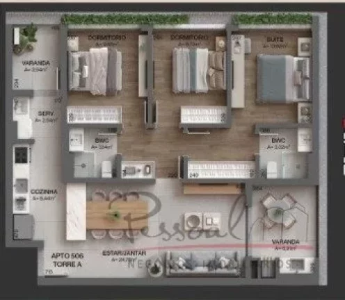 Imagem Apartamentos de 1, 2 e 3 dormitórios de 76 m² a 128 m², vista mar e infra estrutura completa no c...