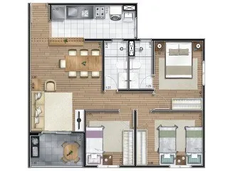 Imagem Apartamento de 2 quartos no Condomínio Park Club Bairro Jardim em Santo André-SP