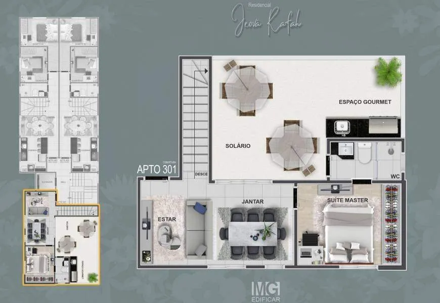 Imagem Cobertura duplex à venda, 3 quartos, 1 suíte, 2 vagas, Letícia - Belo Horizonte/MG