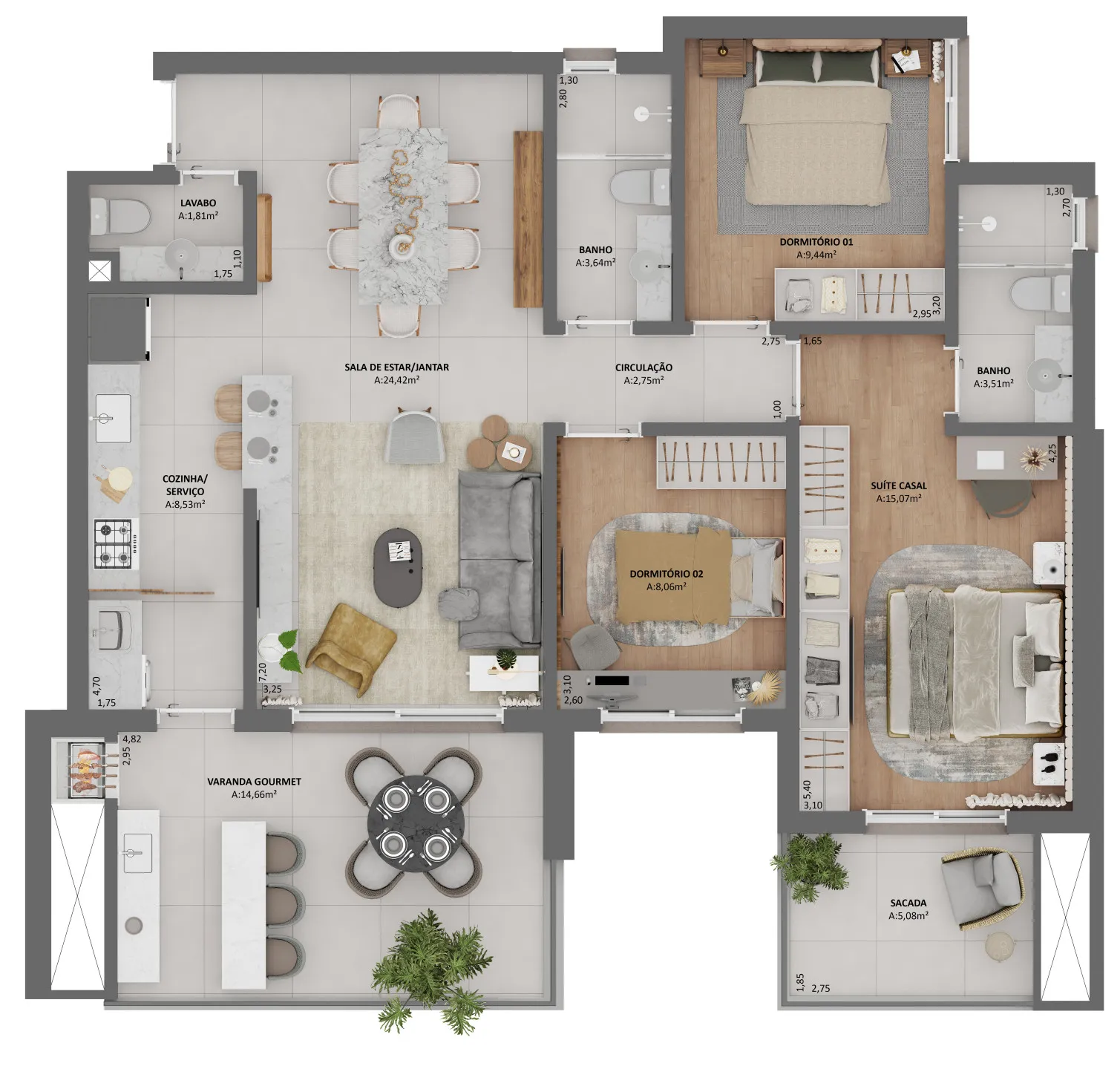 Imagem Apartamento à venda em Caxias do Sul, Panazzolo, com 3 quartos, 147.58m2
