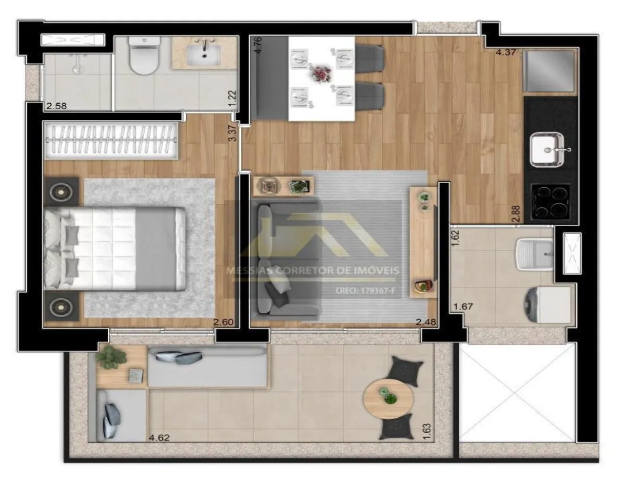 Imagem EXPAND PINHEIROS - 1 SUITE E 1 VAGA DETERMINADA - 49 METROS