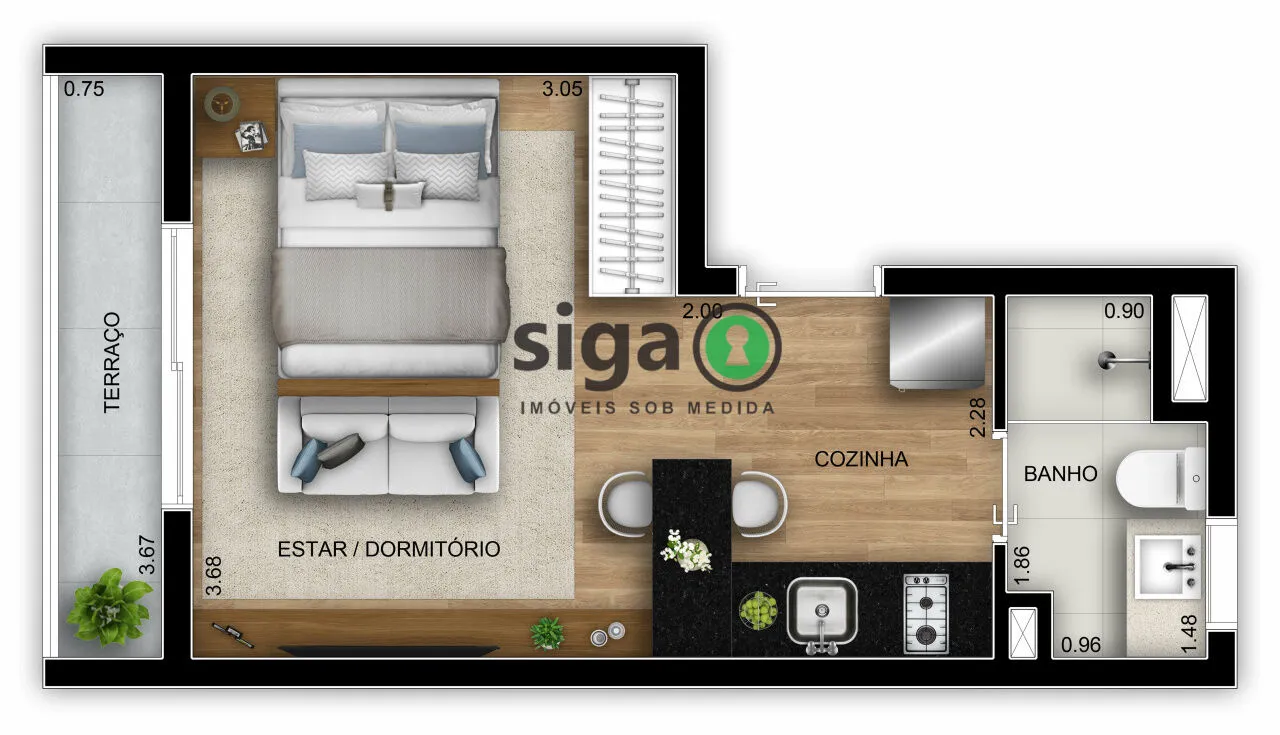 Imagem Studio à venda na Vila Madalena com 24,30 m², 1 dormitório